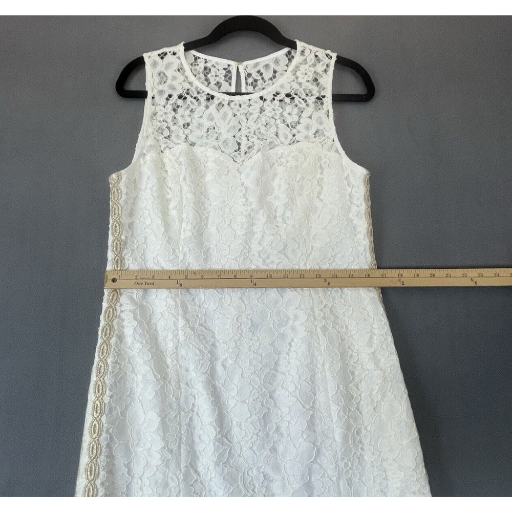 Lilly Pulitzer Dress Womens 10 White Corded Floral Lace Mila Shift NWT Gold Trim - Picture 12 of 16